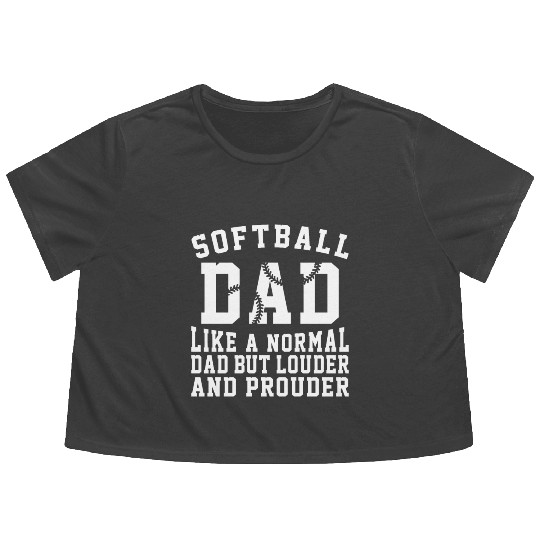 Prouder Softball Dad Funny Daddy Father's Day Flowy Cropped Tees