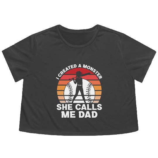 Calls Me Softball Dad Funny Daddy Father's Day Flowy Cropped Tees