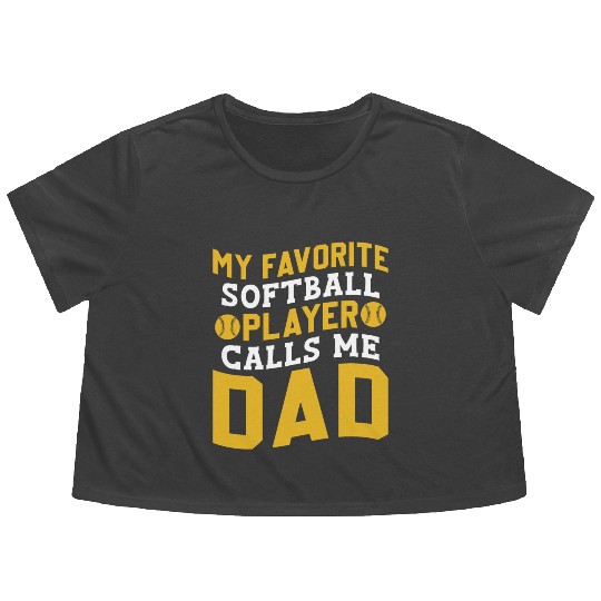 Calls Me Softball Dad Funny Daddy Father's Day Flowy Cropped Tees