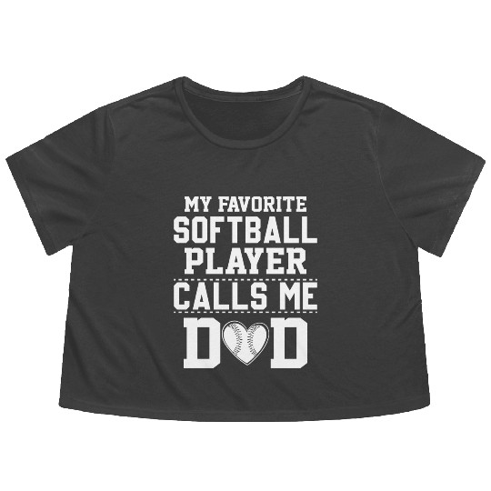 Calls Me Softball Dad Funny Daddy Father's Day Flowy Cropped Tees