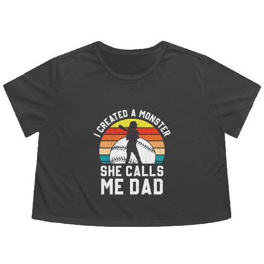 Calls Me Softball Dad Funny Daddy Father's Day Flowy Cropped Tees