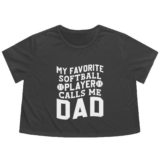 Calls Me Softball Dad Funny Daddy Father's Day Flowy Cropped Tees