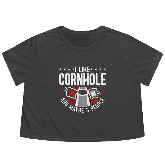Cornhole Team Bean Bag Player Flowy Cropped Tees