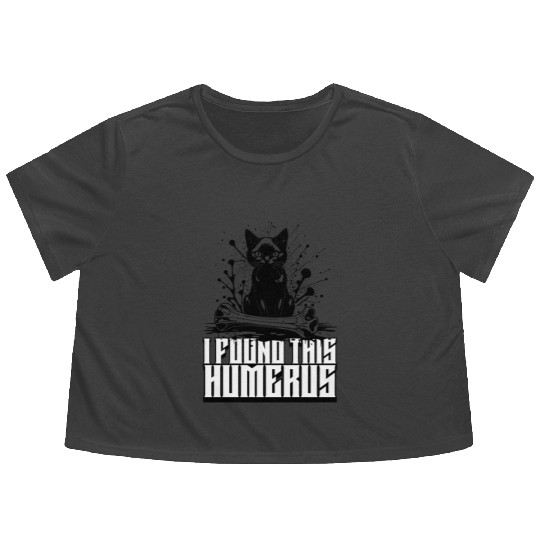 I Found This Humerus Black Cat Humorous Saying Flowy Cropped Tees