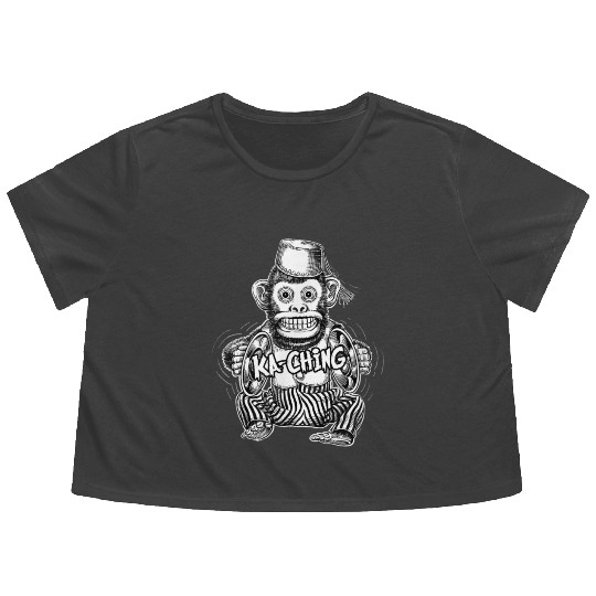 Vintage Evil Monkey Toy Flowy Cropped Tees