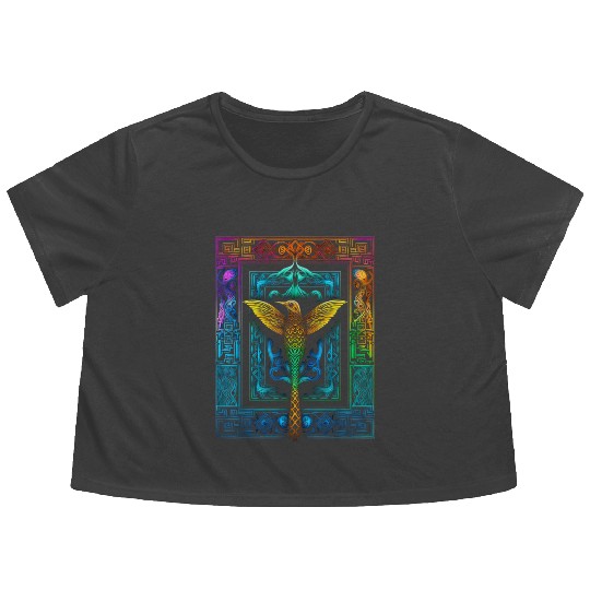 Hummingbird Colorful Mandala Animal Flowy Cropped Tees