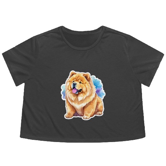 Chow Chow Watercolor Flowy Cropped Tees