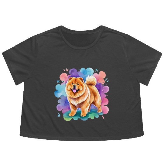 Chow Chow Watercolor Flowy Cropped Tees