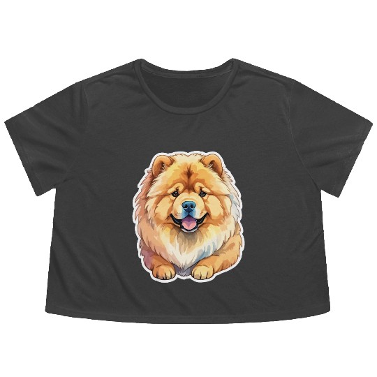 Chow Chow Watercolor Flowy Cropped Tees