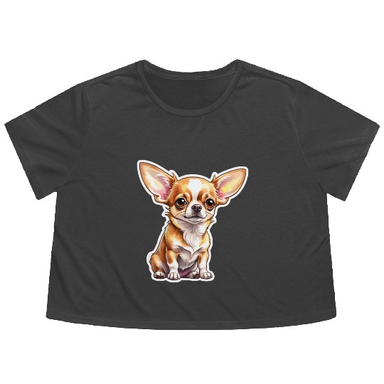 Chihuahua Watercolor Flowy Cropped Tees