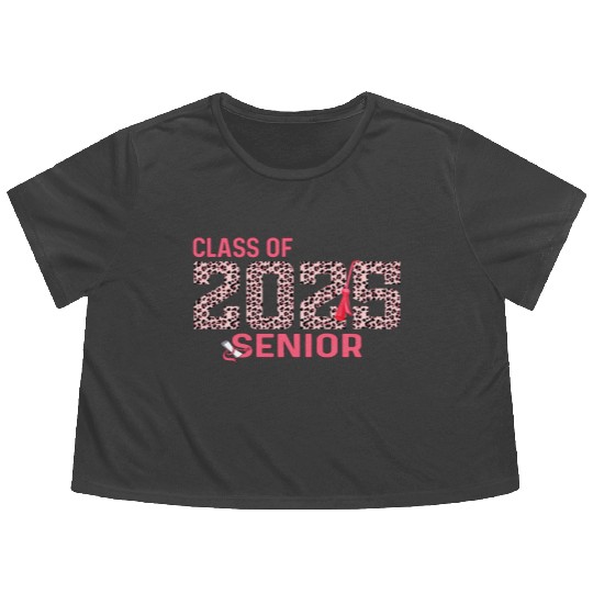 Class of 2025 Senior Leopard Print Graduation 2025 Flowy Cropped Tees