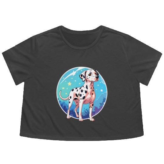 Dalmatian Dog Watercolor Flowy Cropped Tees