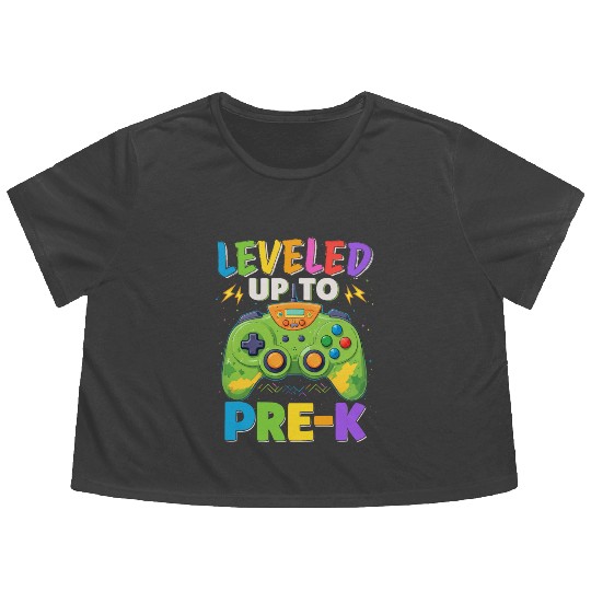 Leveled Up To Pre-k Gamer Back To School Boys Flowy Cropped Tees