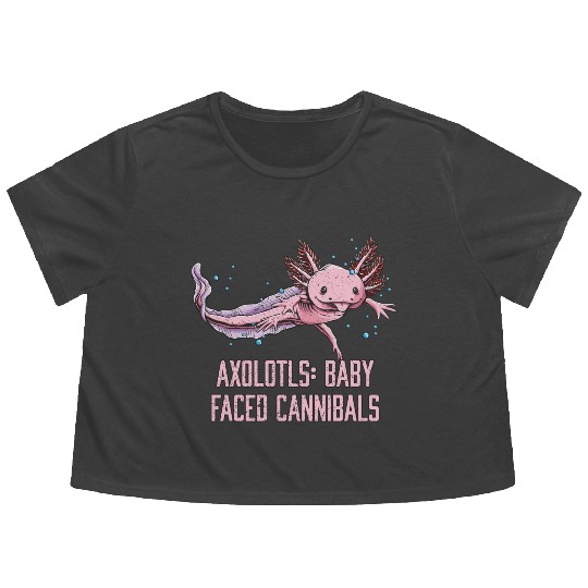 Baby Faced Cannibals Axolotl Animal Lover Salamand Flowy Cropped Tees