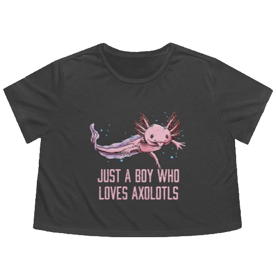 Just a Boy Who Loves Axolotl Salamander Funny Axol Flowy Cropped Tees