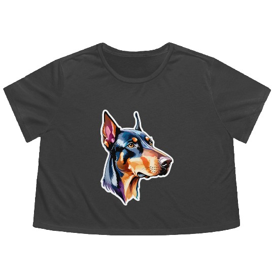 Dobermann Watercolor Flowy Cropped Tees