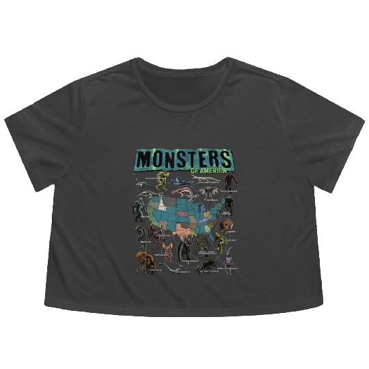 Cryptid Monsters Folklore Creature Cryptozoology Flowy Cropped Tees