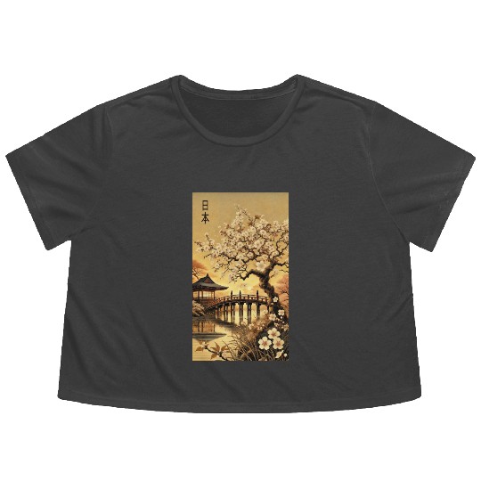 Japan church flowers Tokyo design Flowy Cropped Tees