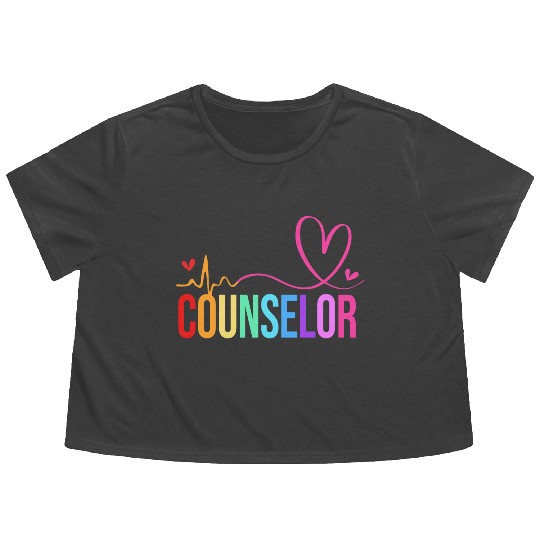 Retro Counseling Awareness School Counselor Flowy Cropped Tees