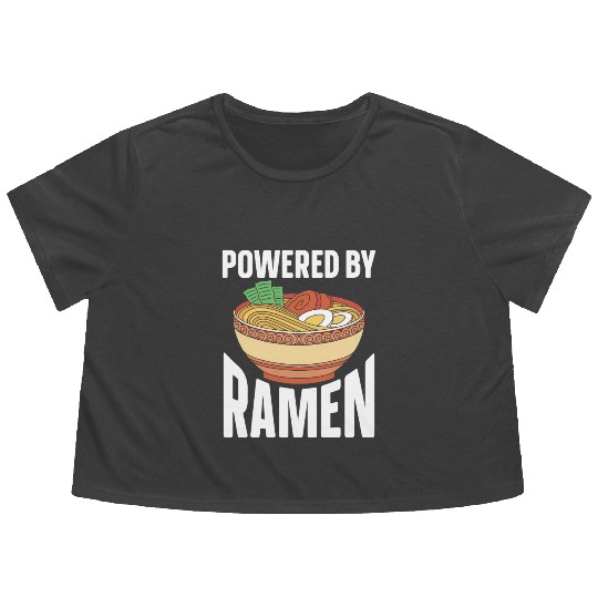 Powered By Ramen Anime Japanese Soup Cup Noodle Flowy Cropped Tees