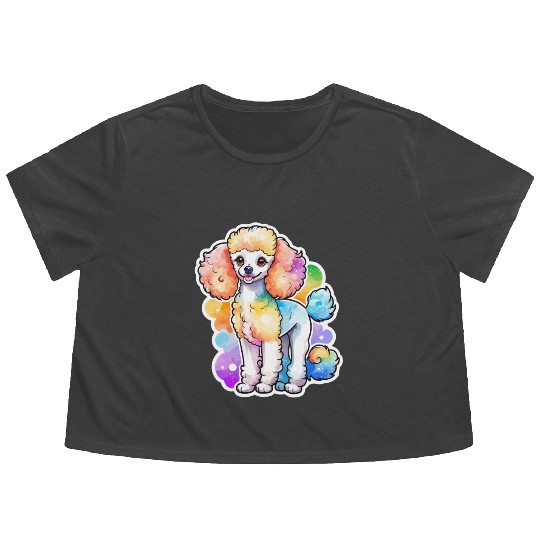 Poodle Watercolor Flowy Cropped Tees