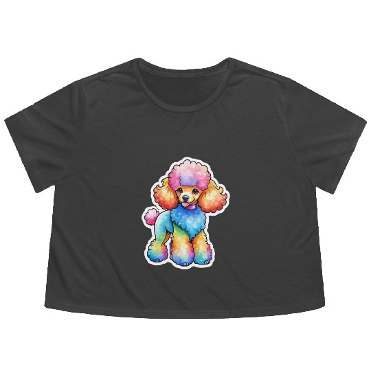 Poodle Watercolor Flowy Cropped Tees