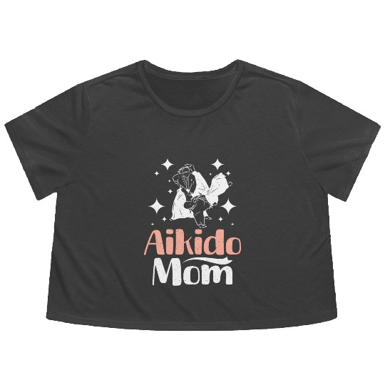 Mother's day Mama Aikido Mom Flowy Cropped Tees