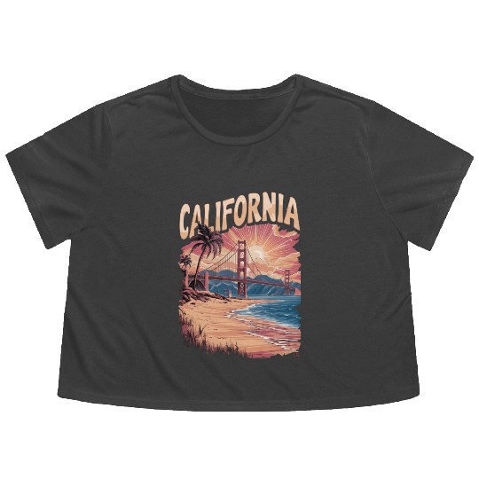 CALIFORNIA GOLDEN GATE BRIDGE BAY AREA Flowy Cropped Tees