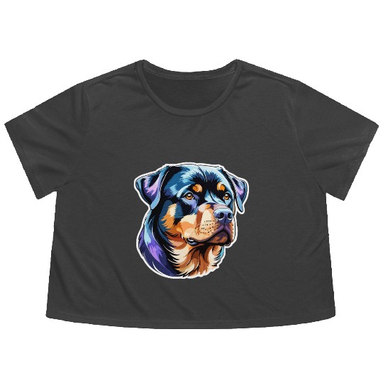 Rottweiler Watercolor Flowy Cropped Tees