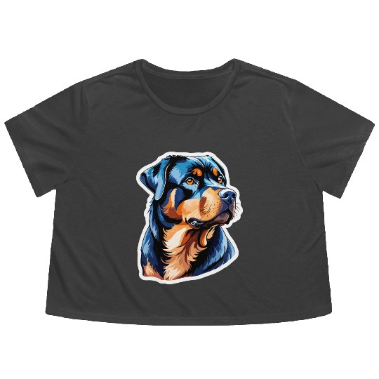Rottweiler Watercolor Flowy Cropped Tees