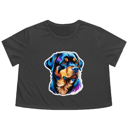 Rottweiler Watercolor Flowy Cropped Tees