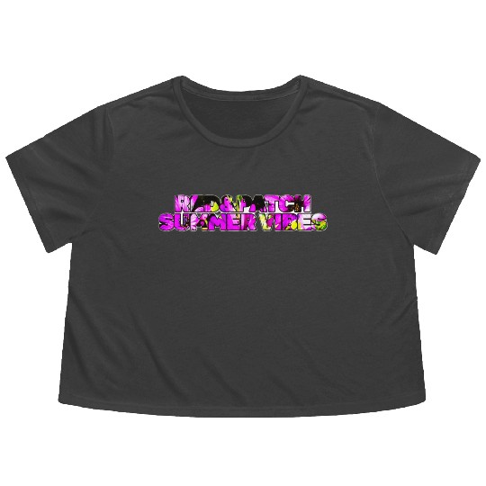 Red and Patch Summer Vibes Flowy Cropped Tees