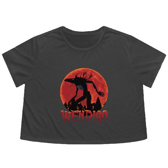 Cryptid Monsters Folk Wendigo Cryptid Creepy Flowy Cropped Tees