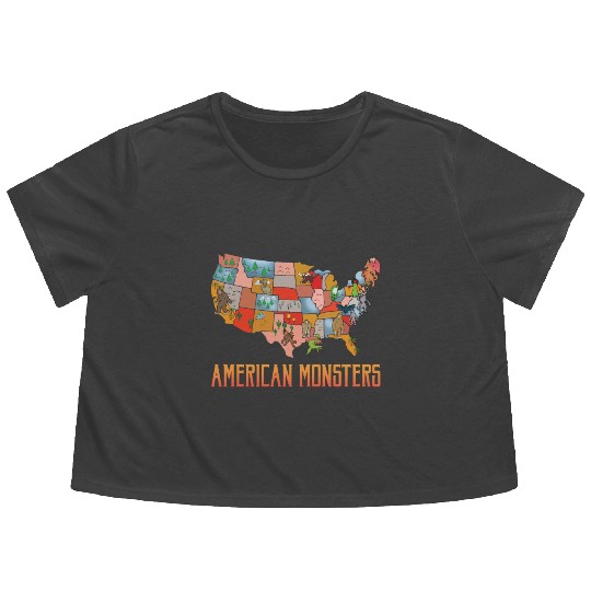 American Monsters Cryptid Monsters Myth Creatures Flowy Cropped Tees