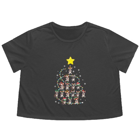 French Bulldog Christmas Tree Dog Santa Xmas Frenc Flowy Cropped Tees