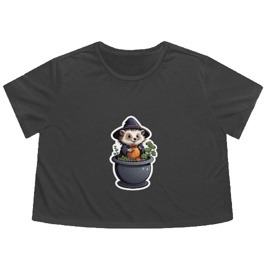 Witchy Hedgehog Flowy Cropped Tees