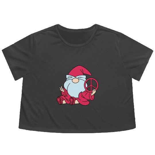 Peace Gnome Gnomes Dwarves Flowy Cropped Tees