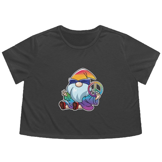 Peace Gnome Gnomes Dwarves Lgbtq Flowy Cropped Tees