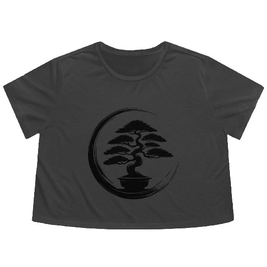 Beautiful Old Bonsai Tree At Sunrise Flowy Cropped Tees