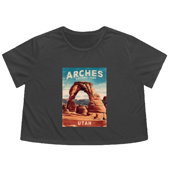 Vintage Travel Arches National Park Utah Landscape Flowy Cropped Tees