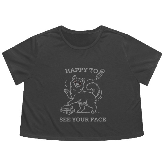 Back To School Happy To See Your Face teacher kid Flowy Cropped Tees