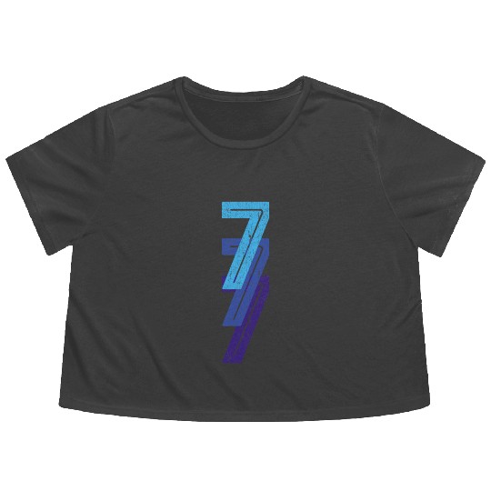 7 Lucky Number 7th Year Birthday Age Sports Team Flowy Cropped Tees