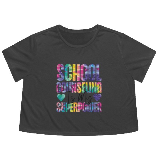 School Counselor Tie Dye School Flowy Cropped Tees
