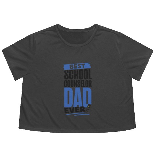 School Counselor Dad Best School Flowy Cropped Tees