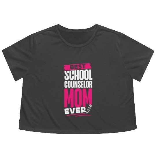 School Counselor Mom Best School Flowy Cropped Tees