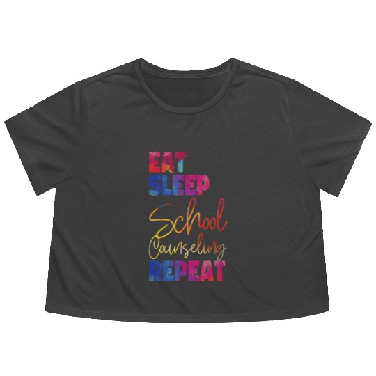 School Counselor Watercolor Eat Flowy Cropped Tees