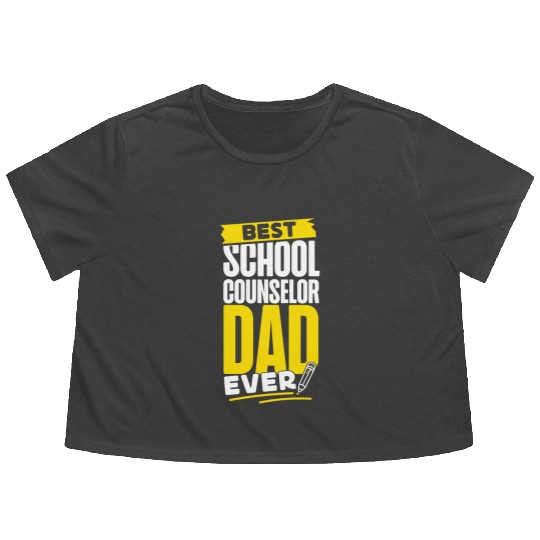 School Counselor Dad Best School Flowy Cropped Tees