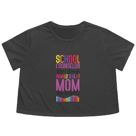 School Counselor Mom School Flowy Cropped Tees