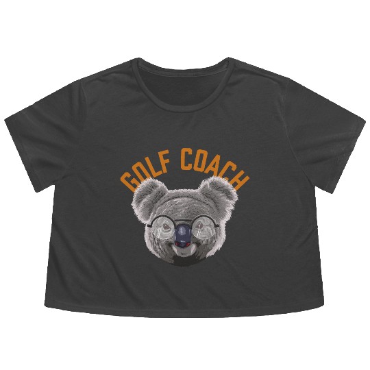 Koalified Golf Coach Golfing Coach Funny Golfer Hu Flowy Cropped Tees