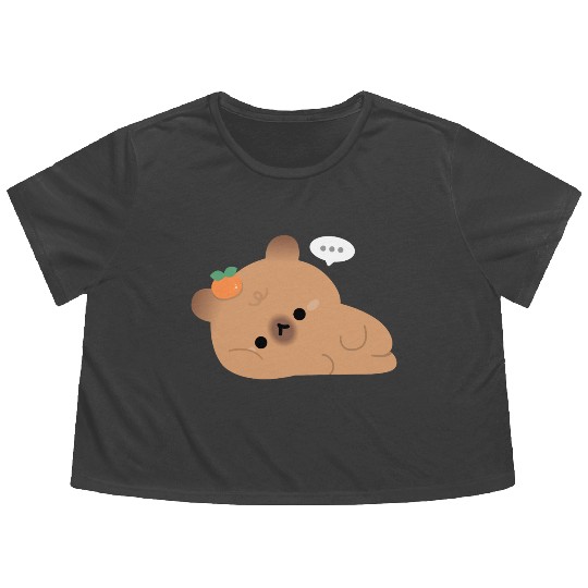Tired Capybara Flowy Cropped Tees